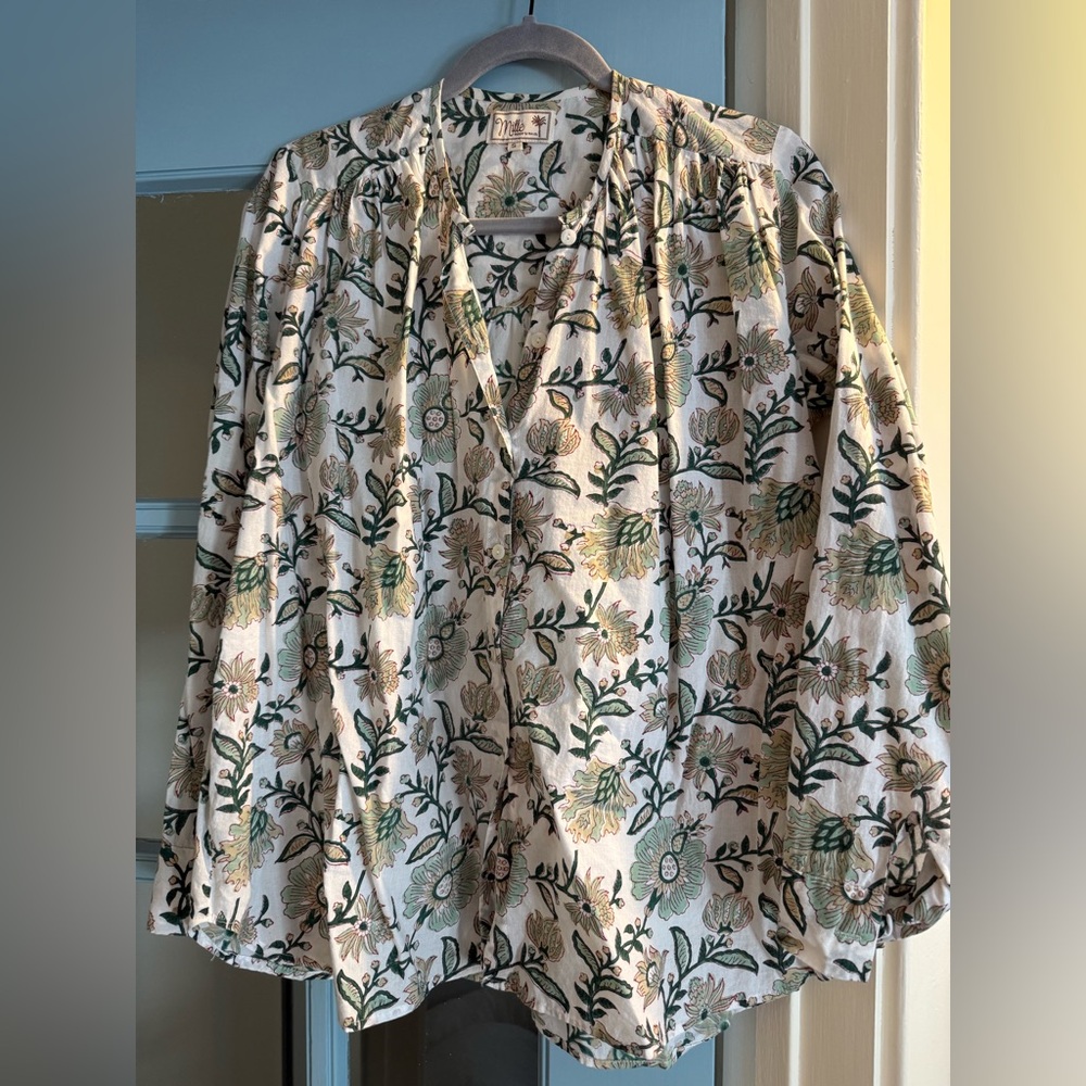 Mille Florian Block Print Floral Patterned Blouse
